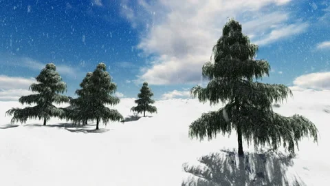 Snow over winter trees calm day Video stock 143470157