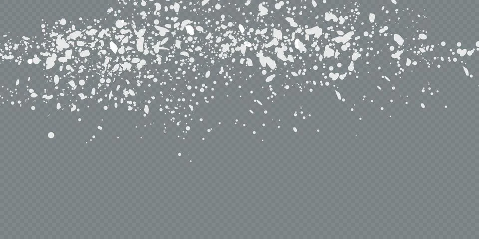 Snow overlay on transparent background. Vector illustration of falling Stock Illustration
