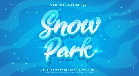 Snow Park 3D editable text effect template Ilustración de archivo