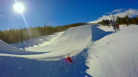 Snow Park Jumps Stock Footage 48222184