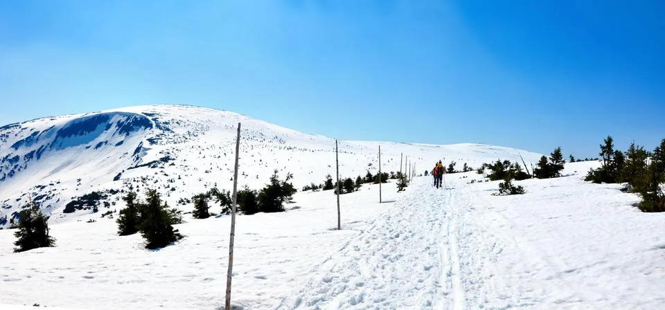 Snow path hill Stock Photos