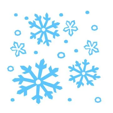 Snow pattern in blue flakes on white background Stock Illustration