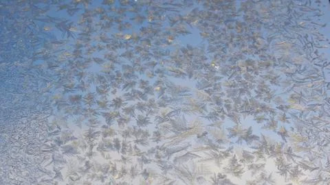 Snow patterns on the glass 004 Stock Photos