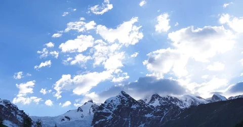 Snow peaks Mountains nature Background landscape Timelapse 4k video. Stock Footage 80206264