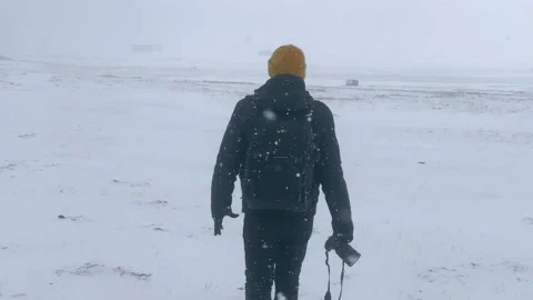 Snow Photographer Stock Footage