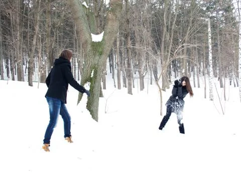Snow play Stock-Fotos