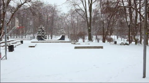 Snow at the playground Stock Footage 46510935