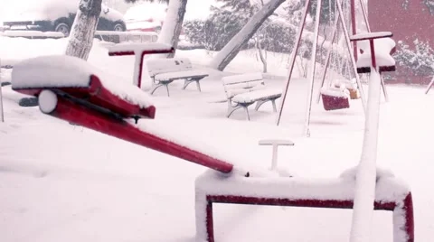 Snow on Playground Stock Footage 48125550