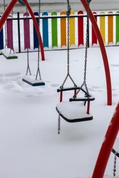 Snow on the playground. Stock Photos