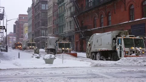 Snow ploughs in SoHo Stock Footage 147641400