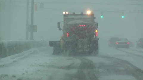 Snow Plow in Action Stock Footage 54756562