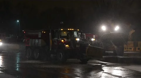 Snow Plow Loading Salt Wide Stock Footage 60635708