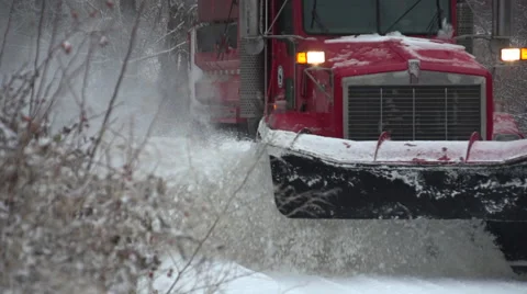 Snow Plow: Snow Plowing on the road Slow Motion Stock Footage 57792920