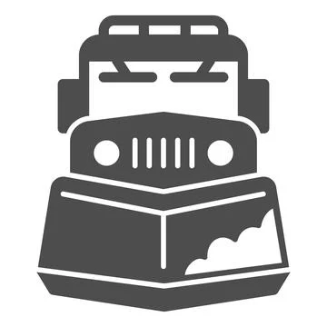 Snow plow truck solid icon, Winter season concept, snow removal machine sign on Stock Illustration