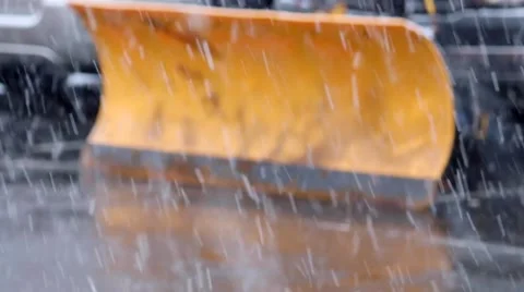 Snow Plow in Winter Storm Stock Footage 58933049
