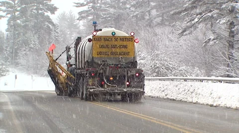 Snow plowing in winter snow storm Stock Footage 48847159