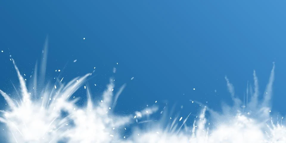 Snow powder white explosion down border, banner Stock Illustration