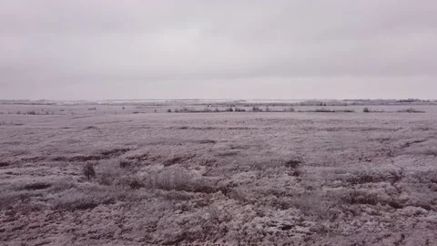 Snow On Prairie - Fly Thru Stock Footage 156474679