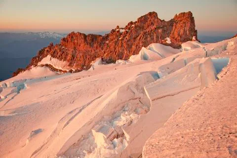 Snow rack sunraise Stock Photos