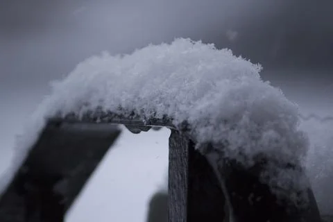 Snow on a Railing Stock Photos