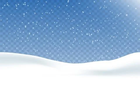 Snow realistic landscape background with snowfall and snowflakes. Vector Stock Illustration