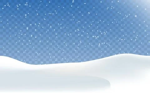 Snow realistic landscape background with snowfall and snowflakes. Vector Stock Illustration