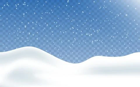Snow realistic landscape background with snowfall and snowflakes. Vector Stock Illustration