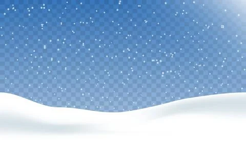 Snow realistic landscape background with snowfall and snowflakes. Vector Stock Illustration