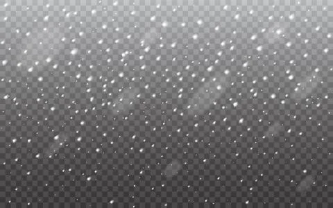Snow realistic on transparent backdrop. Falling snowflakes template. Heavy sn Stock Illustration