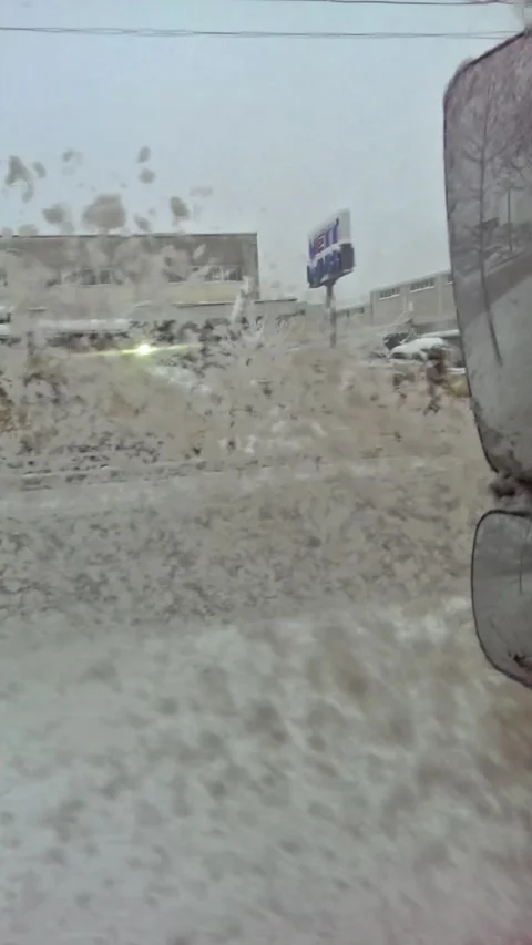 Snow Removal with Motor Grader – Operator Cabin POV Stock Footage 323653966