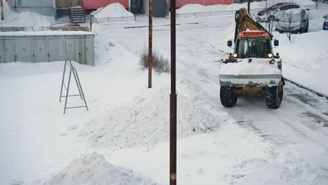 Snow removal from roads in winter 스톡 동영상 168935170