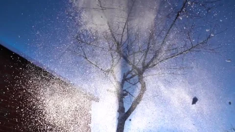 Snow removal in a snowy Stock Footage 327387894