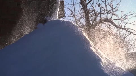 Snow removal in a snowy Video stock 327388533