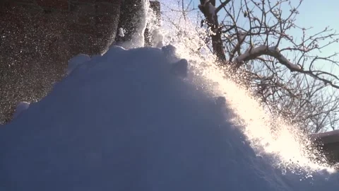 Snow removal in a snowy Stock-Footage 327388550