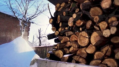 Snow removal in a snowy Stock Footage 327388611