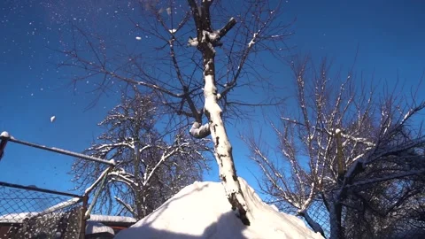 Snow removal in a snowy Video stock 327391130