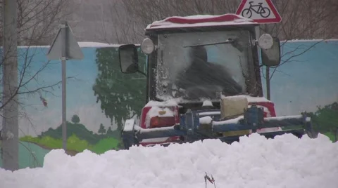 Snow Removal Tractor Stock Footage 45411170