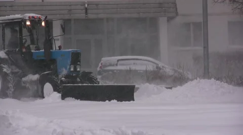 Snow Removal Tractor Stock Footage 45414389