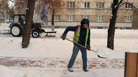 Snow removal in winter. Stock Footage 197552312