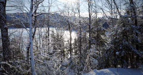 Snow on the River Static Frame Stock Footage 123678083