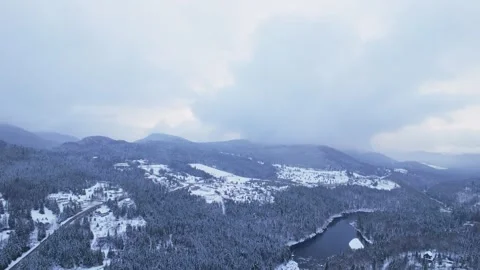 Snow river under white sky Stock Footage 321101940
