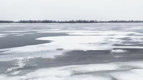 Snow river winter landscape. Video stock 166043900