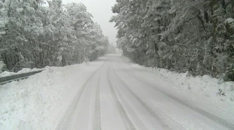Snow road Stock Footage 1318648