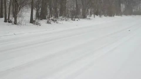 Snow on road Video stock 12751284