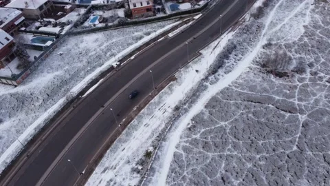 Snow Road Stock Footage 158547655