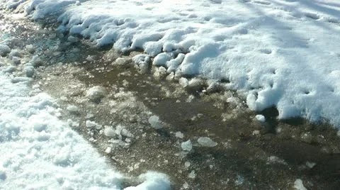 Snow on the road melting in the sun Video stock 11017058