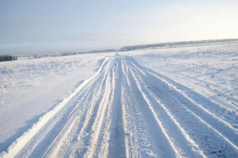 Snow road Stock Photos
