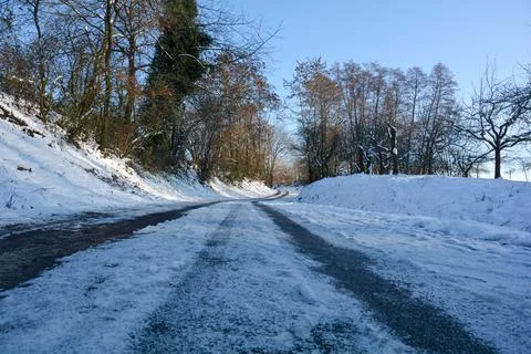 Snow on the road Stock Photos