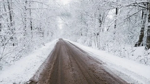 A snow road, walking, winter Stock Footage 83935534