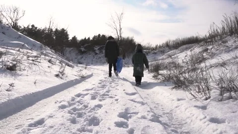 Snow road in winter Video stock 154427174